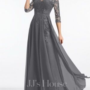 JJs House Charcoal Lace Long Sleeve Gown